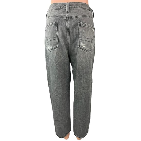 American Eagle Women's Gray Distressed High Rise Cropped Straight Denim Jeans 12 - Picture 3 of 4